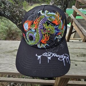 Ed Hardy Multicolor Dragon Trucker Hat